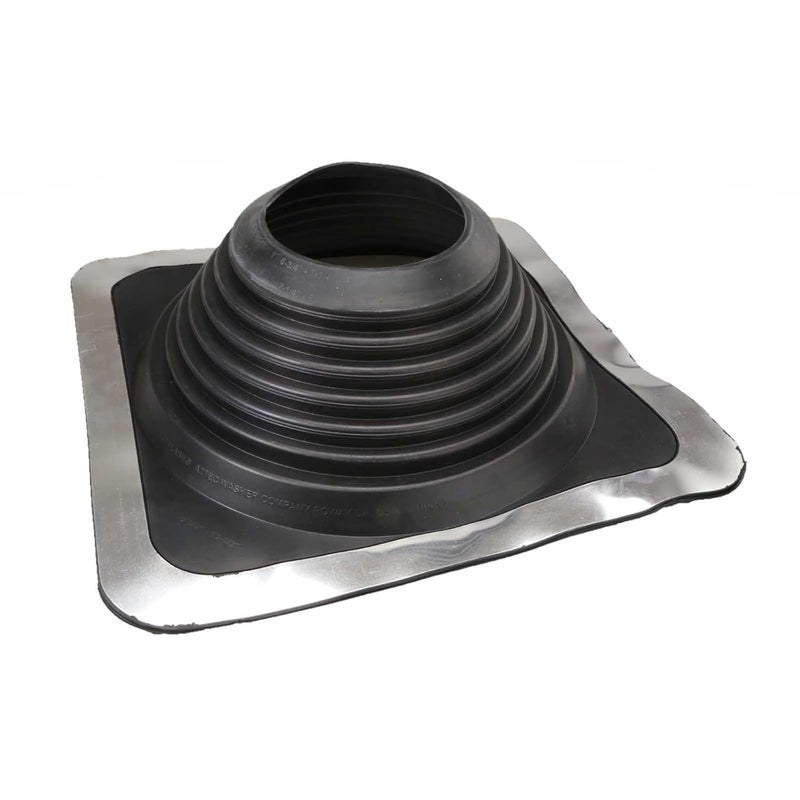 Fasteners Plus Store #8 Square EPDM Metal Roof Pipe Flashing Boot - Fits 6-3/4" - 13-1/2" Pipe OD - Black (Made in USA) - Image 1